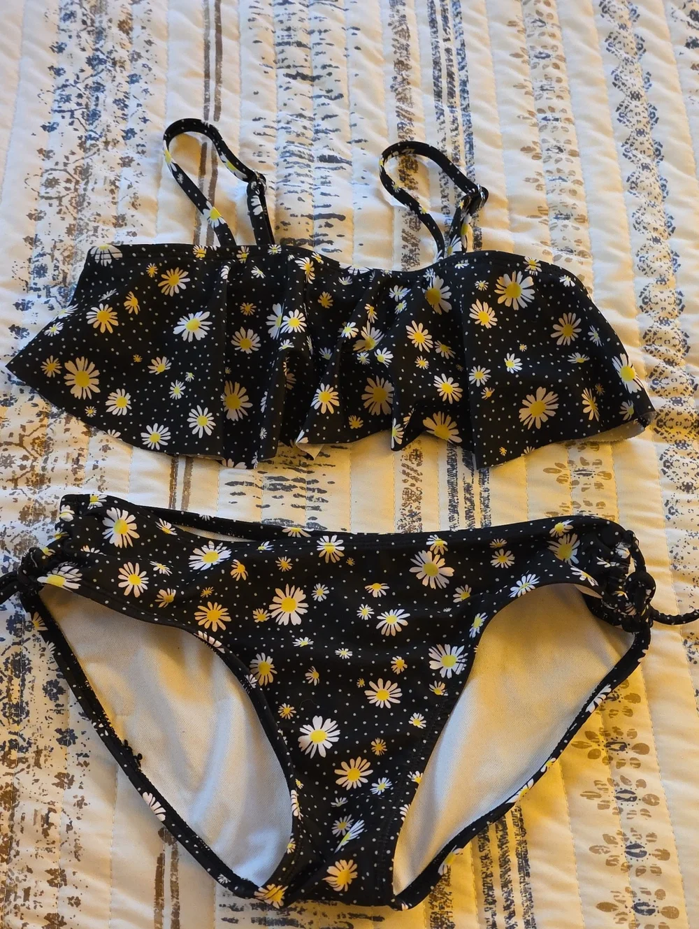 art class Black Daisy Print Two-Piece Swim Bikini